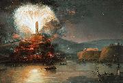 Jan Bogumil Plersch Fireworks in honor of Catherine II in 1787. Germany oil painting artist